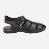 Sandalias negras de piel con cierre de velcro Dozer