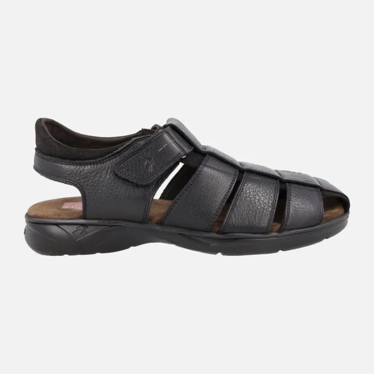 Sandalias negras de piel con cierre de velcro Dozer