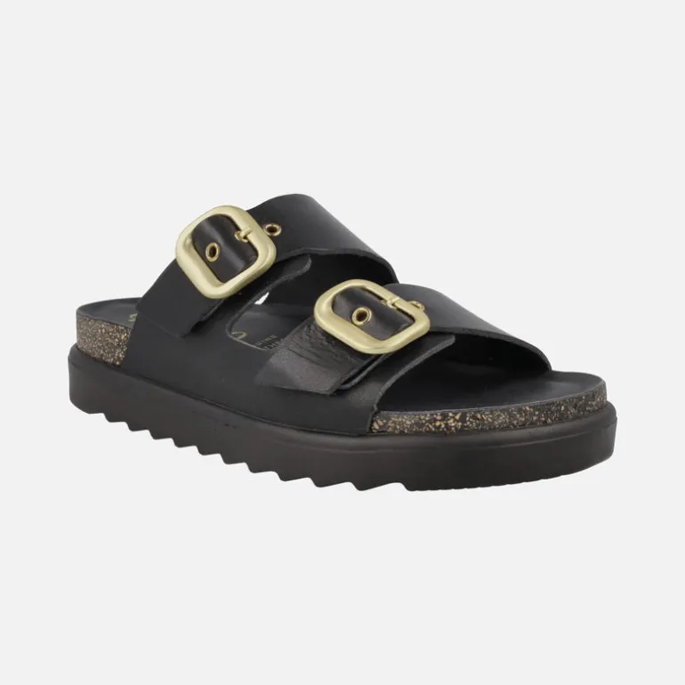 Sandalias negras de piel con hebillas ajustables Tunez 130