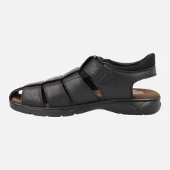 Sandalias negras de piel con cierre de velcro Dozer