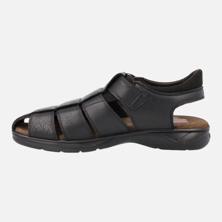 Sandalias negras de piel con cierre de velcro Dozer