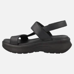 Sandalias negras de piel con plataforma y cierre de velcros Noor