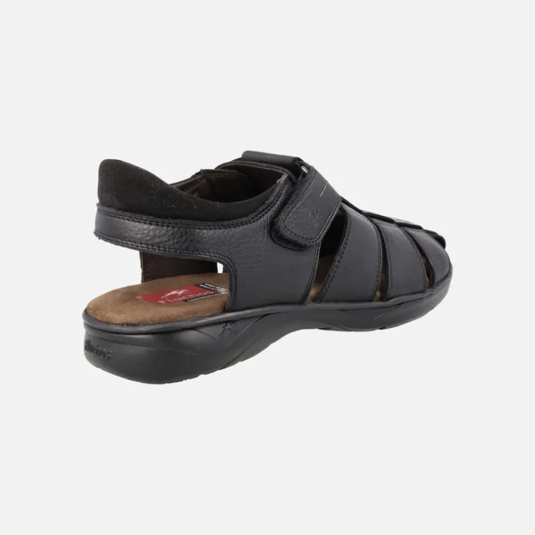 Sandalias negras de piel con cierre de velcro Dozer