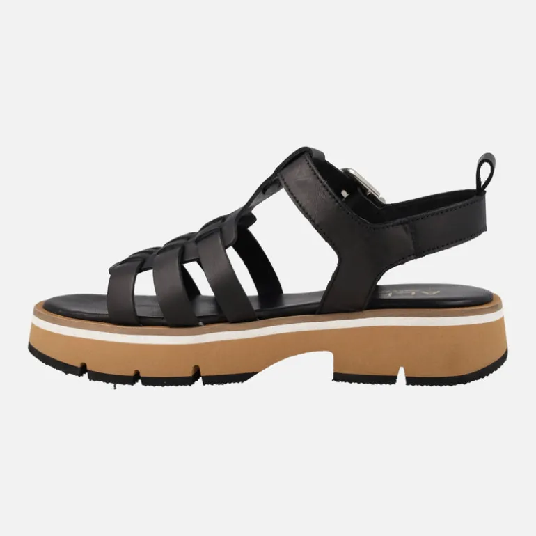 Sandalias negras de piel con piso tricolor Zanzibar