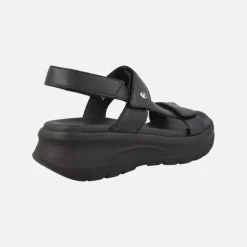 Sandalias negras de piel con plataforma y cierre de velcros Noor