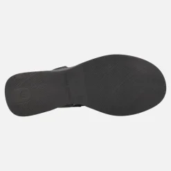 Sandalias negras de piel con tiras entrelazadas y cierre de velcro