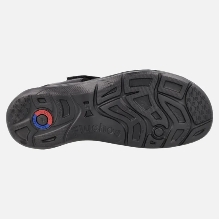 Sandalias negras de piel con cierre de velcro Dozer