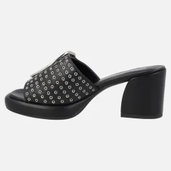Sandalias negras de tacón con remaches y maxi hebilla Lil Cheer