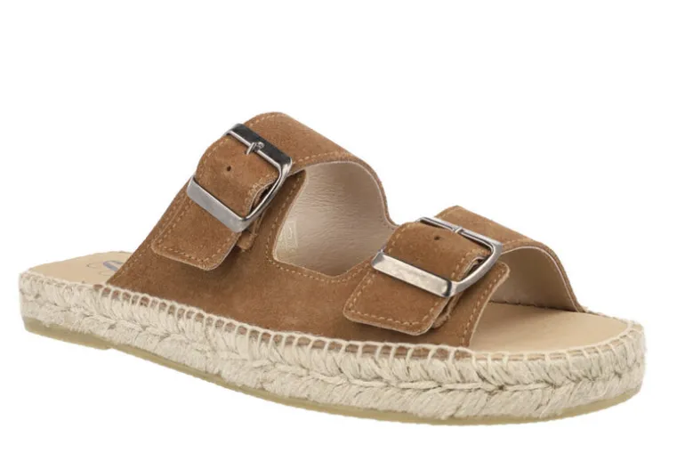 Sandalias para hombre en serraje cuero con doble hebilla