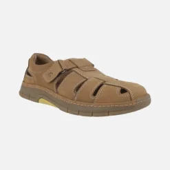 Sandalias para hombre en piel nobuck cuero con cierre de velcros