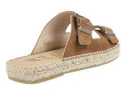 Sandalias para hombre en serraje cuero con doble hebilla