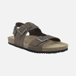 Sandalias para hombre Ghita en nobuck marrón con hebillas