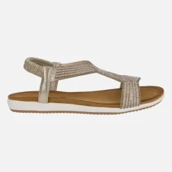 Sandalias para mujer en tejido dorado