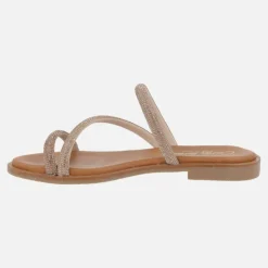 Sandalias planas con tiras de strass