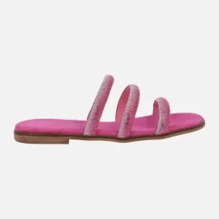 Sandalias planas con tiras de strass