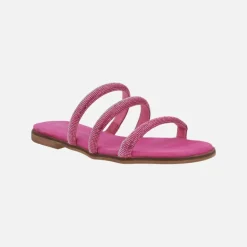 Sandalias planas con tiras de strass