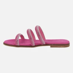 Sandalias planas con tiras de strass