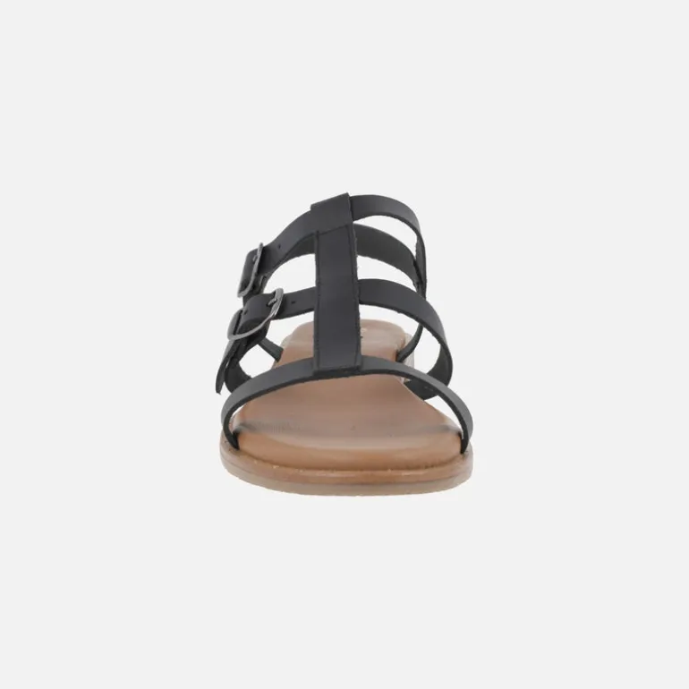 Sandalias planas de piel estilo romanas con hebillas