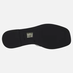Sandalias planas de piel en combinado de metalizados
