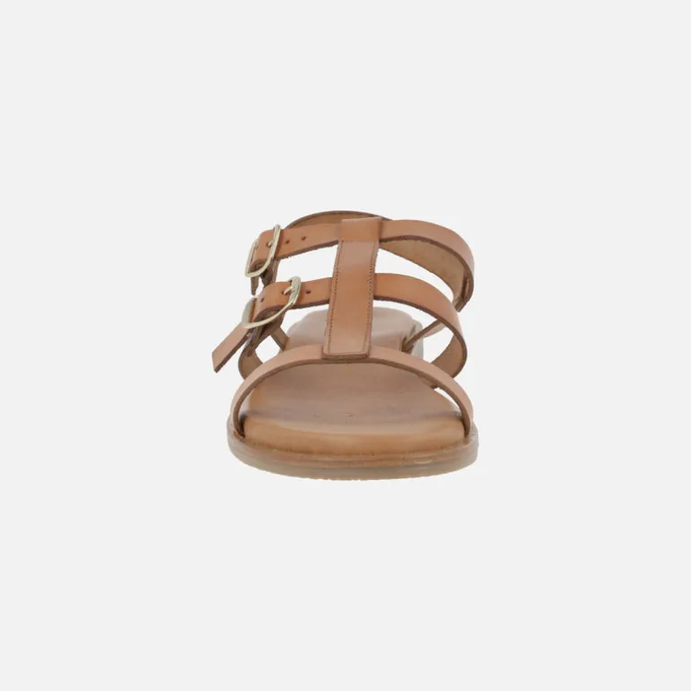 Sandalias planas de piel estilo romanas con hebillas