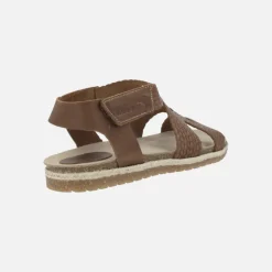 Sandalias planas de piel efecto trenzado con cierre de velcro