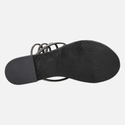Sandalias planas de strass con tira en espiral ajustable al tobillo
