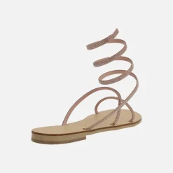 Sandalias planas de strass con tira en espiral ajustable al tobillo