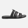 Sandalias planas descalzas de piel