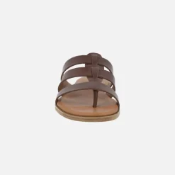 Sandalias planas descalzas de piel