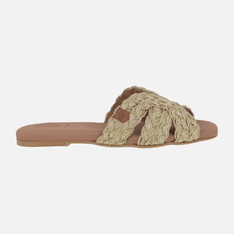 Sandalias planas Durban en tejido trenzado rafia