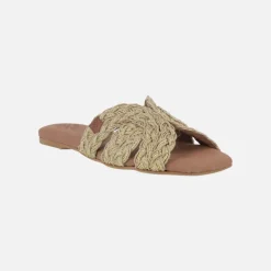 Sandalias planas Durban en tejido trenzado rafia