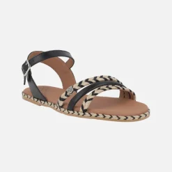 Sandalias planas en piel y yute Ancon cuerda