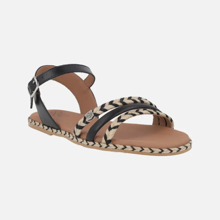 Sandalias planas en piel y yute Ancon cuerda