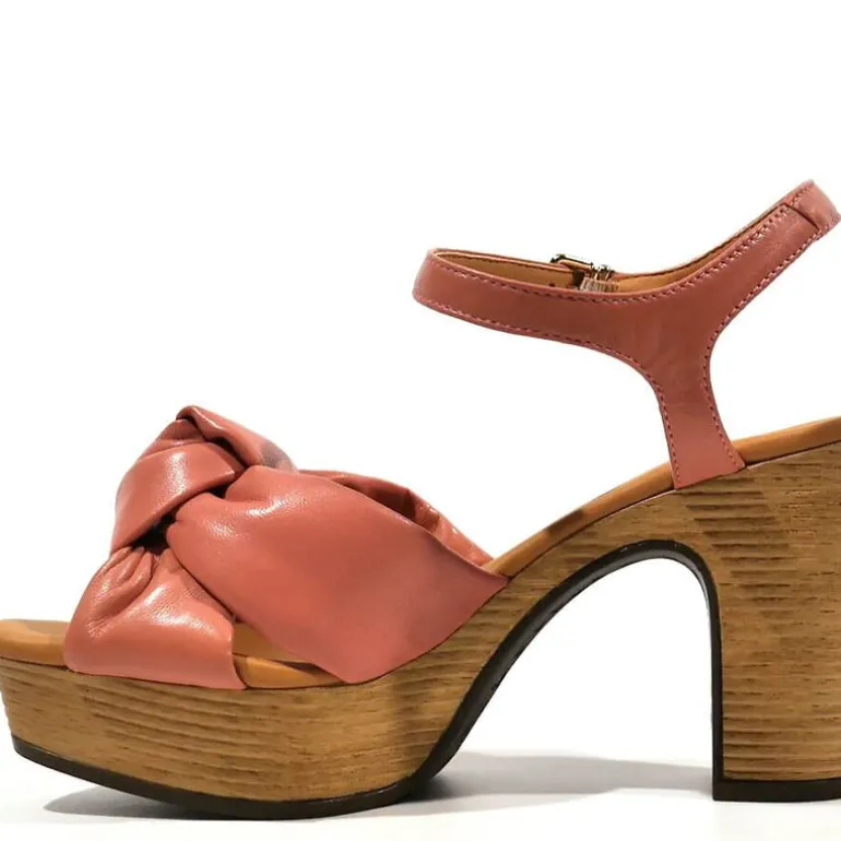 Sandalias Polop de piel con nudo y plataforma mujer