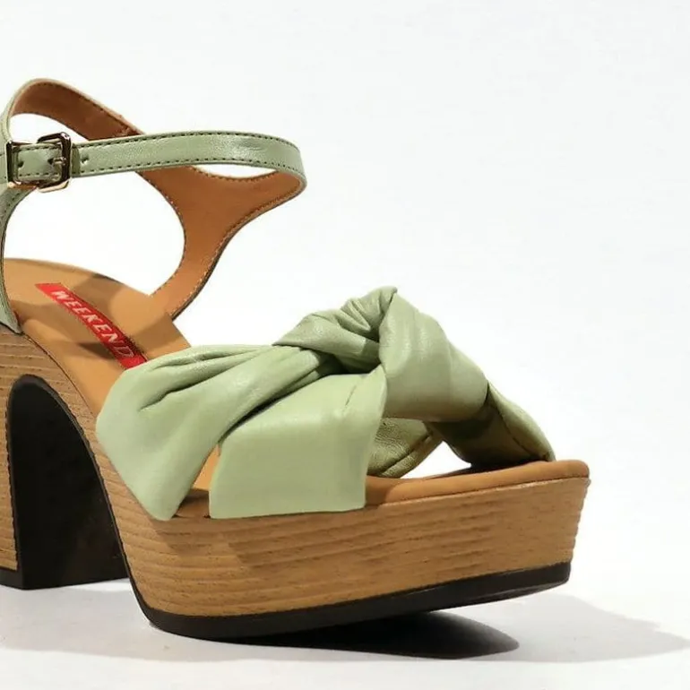 Sandalias Polop de piel con nudo y plataforma mujer