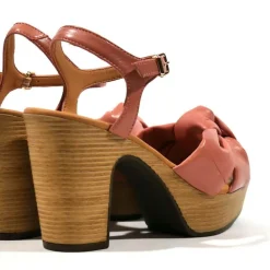 Sandalias Polop de piel con nudo y plataforma mujer