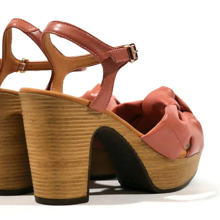Sandalias Polop de piel con nudo y plataforma mujer