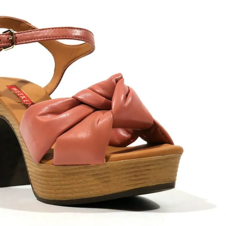 Sandalias Polop de piel con nudo y plataforma mujer