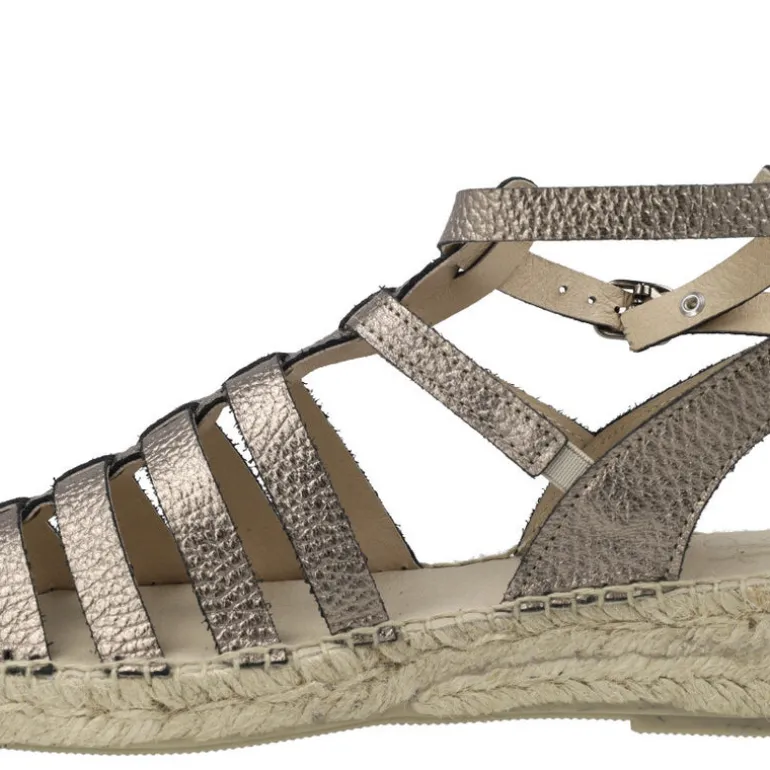 Sandalias romanas con piso de esparto en metal acero