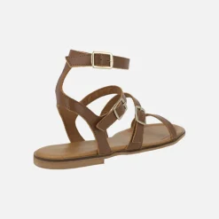 Sandalias romanas de piel con cuatro tiras Creta