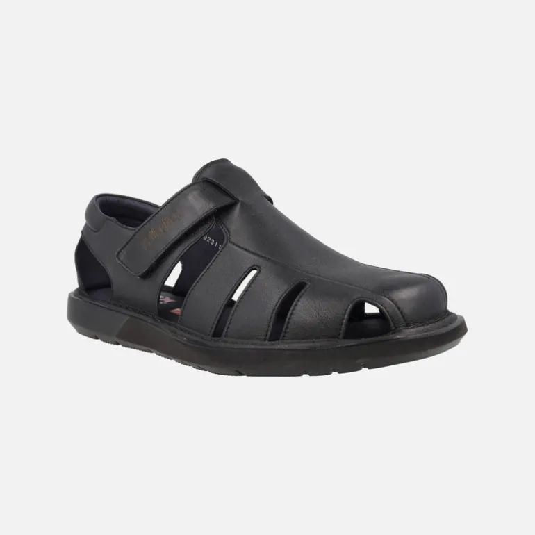 Sandalias semi abiertas para hombre Leban en piel negra