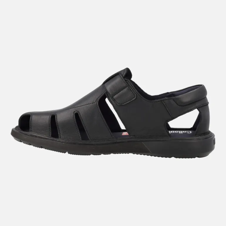 Sandalias semi abiertas para hombre Leban en piel negra