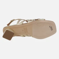 Sandalias Trento de piel metalizada platino con tacones geométricas