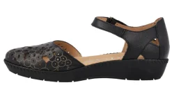 Sandalias troqueladas con cierre de velcro para mujer