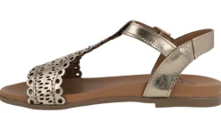 Sandalias troqueladas de piel con hebilla