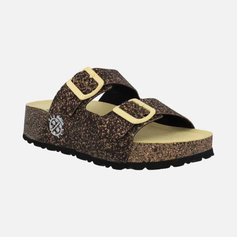 Sandalias West 003 en combinado negro y amarillo
