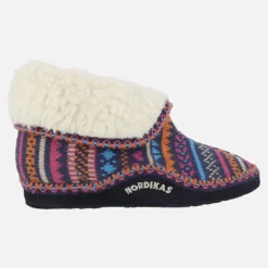 Zapatillas de casa abotinadas para mujer en lana Candanchu marino