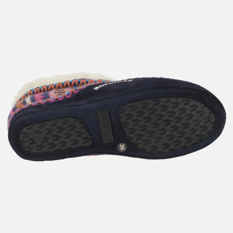 Zapatillas de casa abotinadas para mujer en lana Candanchu marino