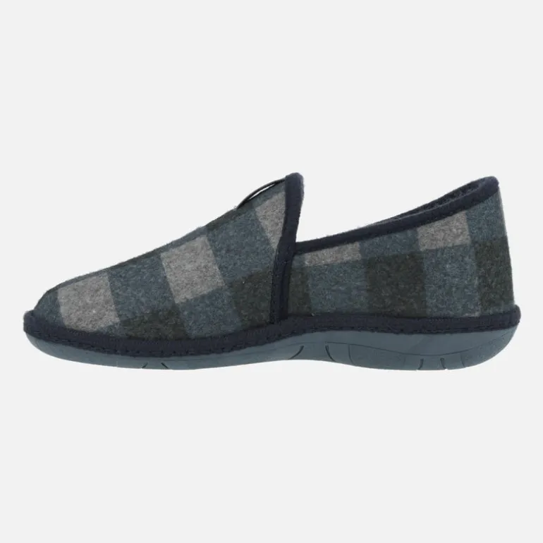 ZAPATILLAS DE CASA cerradas PARA HOMBRE BOREAL EN TEJIDO A CUADROS MARINO