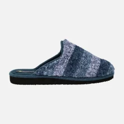 Zapatillas de casa de hombre a listas en borreguillo